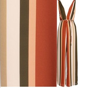 Stripe Deep V Jumpsuit